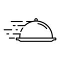 Cloche and tray. Fast food delivery icon. Royalty Free Stock Photo
