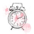 Alarm clock wake-up isolated pencil hand drawn