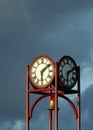Clock against moody sky Royalty Free Stock Photo