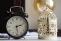 Alarm clock and keys on a light background Royalty Free Stock Photo