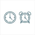 Clock and Alarm Icon Vector Line Art