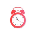 Clock. Alarm retro clock icon in flat style. Vector illustration isolated on white Royalty Free Stock Photo