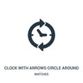 clock with arrows circle around icon vector from watches collection. Thin line clock with arrows circle around outline icon vector Royalty Free Stock Photo