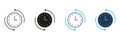 Clock With Arrows Line And Solid Icon Set. Time Management, Scheduling, And Process Rotation Symbol Collection Royalty Free Stock Photo