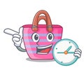 With clock Beach picnic bag on character shape Royalty Free Stock Photo