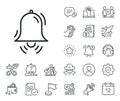 Clock bell line icon. Alarm sign. Salaryman, gender equality and alert bell. Vector