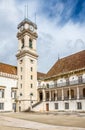 Clock and bell Tower at the courtyard in University of Coimbra - Portugal Royalty Free Stock Photo
