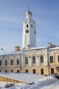 Clock an bell tower of Kremlin (The Detinets) Royalty Free Stock Photo