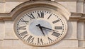 Clock on bell Tower of Palazzo Montecitorio, seat of the Italian Chamber of Deputies in Rome Royalty Free Stock Photo