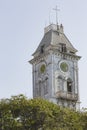 Clock on bell tower of the Stone Town palace museum (house of wonders), Zanzibar Royalty Free Stock Photo