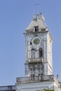 Clock on bell tower of the Stone Town palace museum (house of wonders), Zanzibar Royalty Free Stock Photo