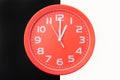 Clock on a black and white background: concept of a turning point Royalty Free Stock Photo