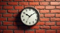 Clock on a brick wall indicating midday in a simple industrial space Royalty Free Stock Photo