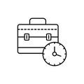 Clock, briefcase icon. Simple line, outline vector elements of time management for ui and ux, website or mobile application