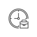 Clock and briefcase outline icon