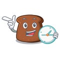 With clock brown bread character cartoon