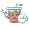 With clock bubble tea character cartoon