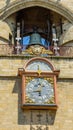 Clock on the building on Great Bell of Bordeaux, France. Vertical