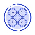 Clock, Business, Clocks, Office Clocks, Time Zone, Wall Clocks, World Time Blue Dotted Line Line Icon Royalty Free Stock Photo