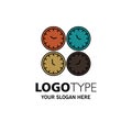 Clock, Business, Clocks, Office Clocks, Time Zone, Wall Clocks, World Time Business Logo Template. Flat Color Royalty Free Stock Photo