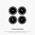 Clock, Business, Clocks, Office Clocks, Time Zone, Wall Clocks, World Time solid Glyph Icon vector Royalty Free Stock Photo