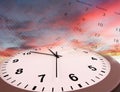 Clock and calendars in sky Royalty Free Stock Photo