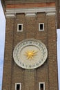 Clock on the campanile or belltower of the Chiesa dei Santi Apostoli di Cristo Church of the Holy Apostles of Christ in Venice Royalty Free Stock Photo
