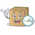 With clock cardboard character character collection Royalty Free Stock Photo