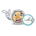 With clock cartoon buchimgae on a in plate Royalty Free Stock Photo