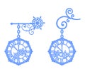 Clock on a chain with snowflakes and swirls for Christmas and New Year design