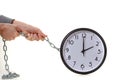 Clock is chained, the concept of time management.