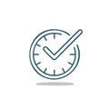 Clock with Check Mark Icon, Symbolizing Time Management and Task Completion on Clean White Backdrop Royalty Free Stock Photo