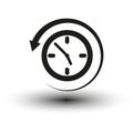 Clock with circular arrow icon. History symbol. Vector illustration. EPS 10. Royalty Free Stock Photo