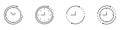 Clock With Circular Arrow Line Icon Set. Time Management, Scheduling, And Deadline Tracking Outline Symbol. Efficient Royalty Free Stock Photo