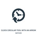 clock circular tool with an arrow icon vector from watches collection. Thin line clock circular tool with an arrow outline icon