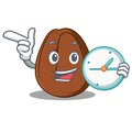 With clock coffee bean character cartoon