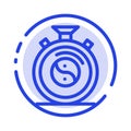 Clock, Concentration, Meditation, Practice Blue Dotted Line Line Icon