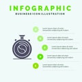 Clock, Concentration, Meditation, Practice Solid Icon Infographics 5 Steps Presentation Background