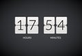 Clock counter countdown flip scoreboard vector timer. Count number display watch flat clock