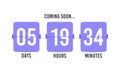 Clock counter. Countdown timer background for coming soon or under construction design. Flip business scoreboard display