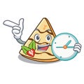 With clock crepe character cartoon style