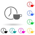 a clock and a cup of coffee multi color style icon. Simple glyph, flat vector of finance icons for ui and ux, website or mobile