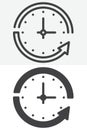 Clock cycle line and solid vector icon set Royalty Free Stock Photo