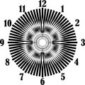 Clock dial big numbers black rectangle signs pointing negative space for seconds