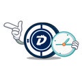 With clock Digibyte coin character cartoon