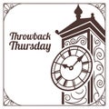 Clock displaying throwback Thursday along with intricate design features Royalty Free Stock Photo