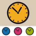 Clock - Editable Colorful Vector Icons - Isolated On White