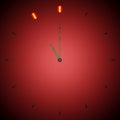 Clock at Eleven, red background with metal signs - 3D rendering illustration