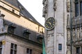 Clock on the facade of the house on the square Grand Place in the center of Brussels Royalty Free Stock Photo