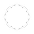 Clock face. Blank hour dial. Dashes mark minutes and hours. Simple flat vector illustration